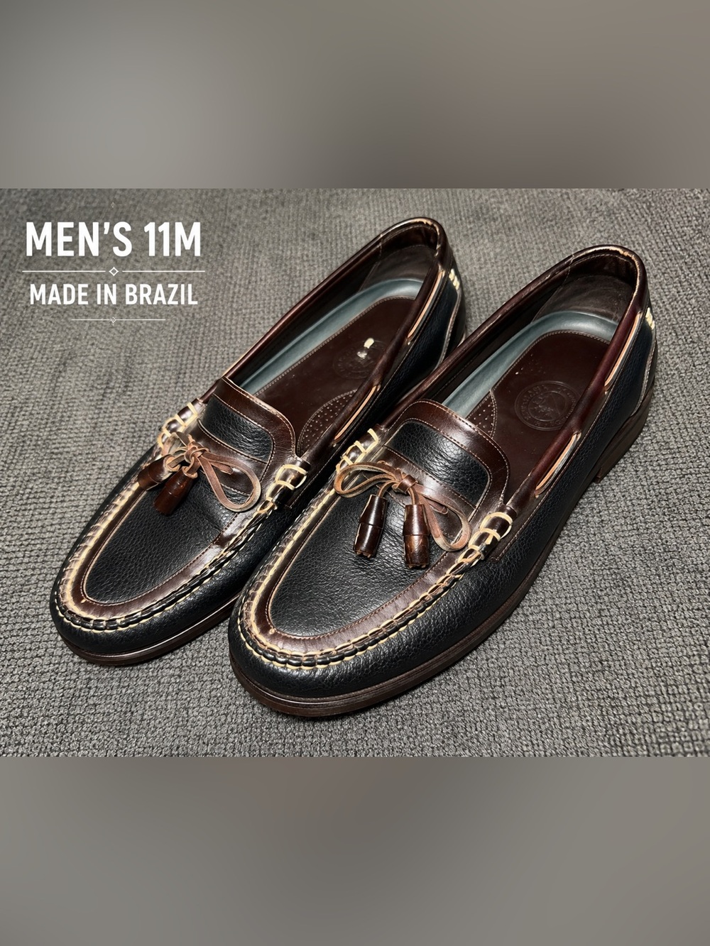 H.S. Trask Vintage Leather Tassel Loafers Men’s 11M Black Brown Handsewn